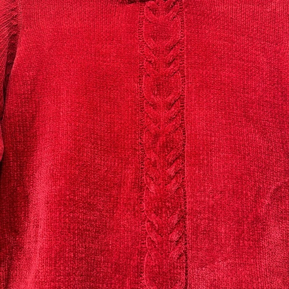 Ladies Red Sweater Talbots size S V-neck, cable knit Valentine’s Day Like New - Picture 5 of 6